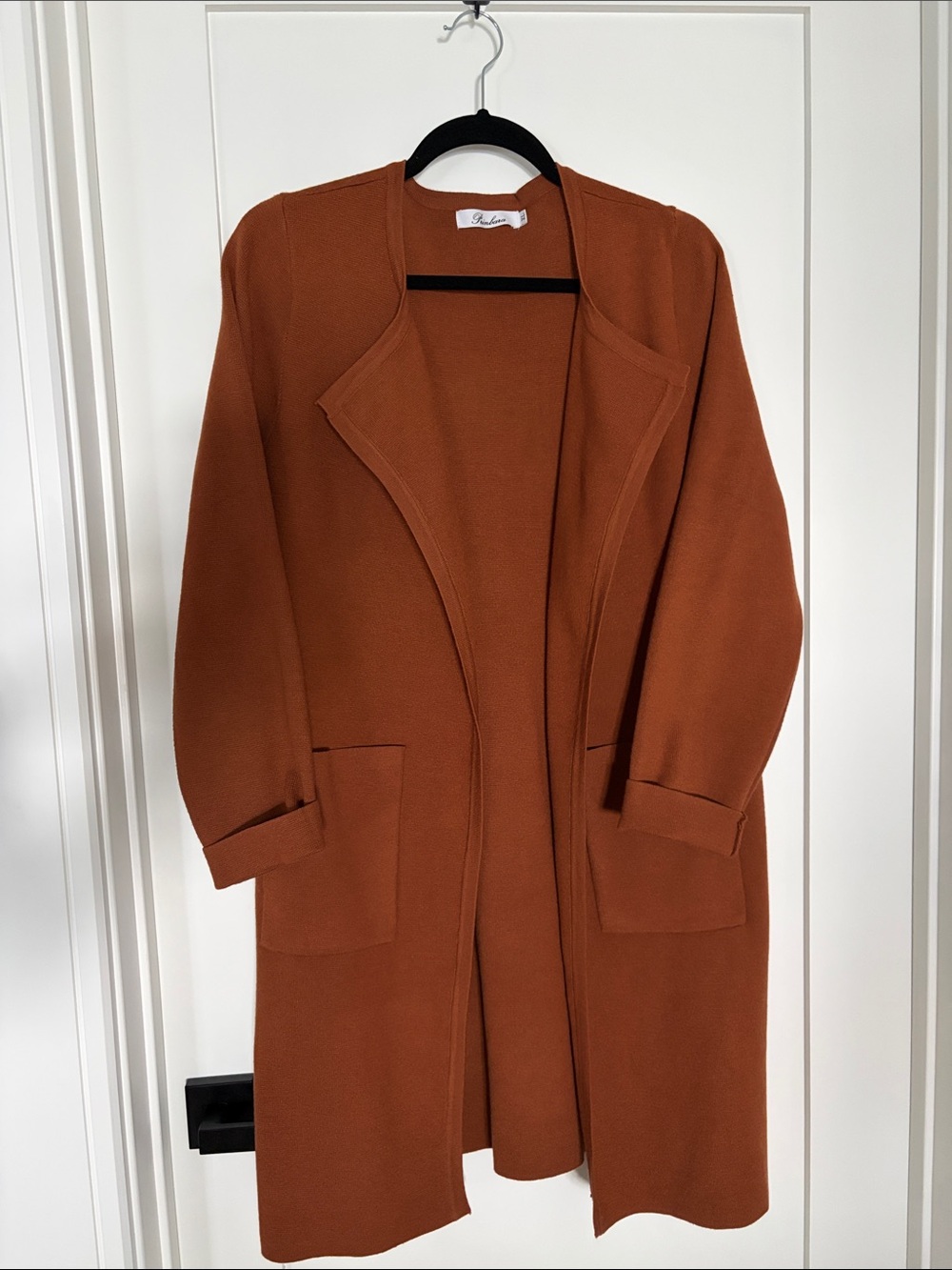 Open-Front Rust Knit Heavyweight Cardigan - Picture 2 of 3